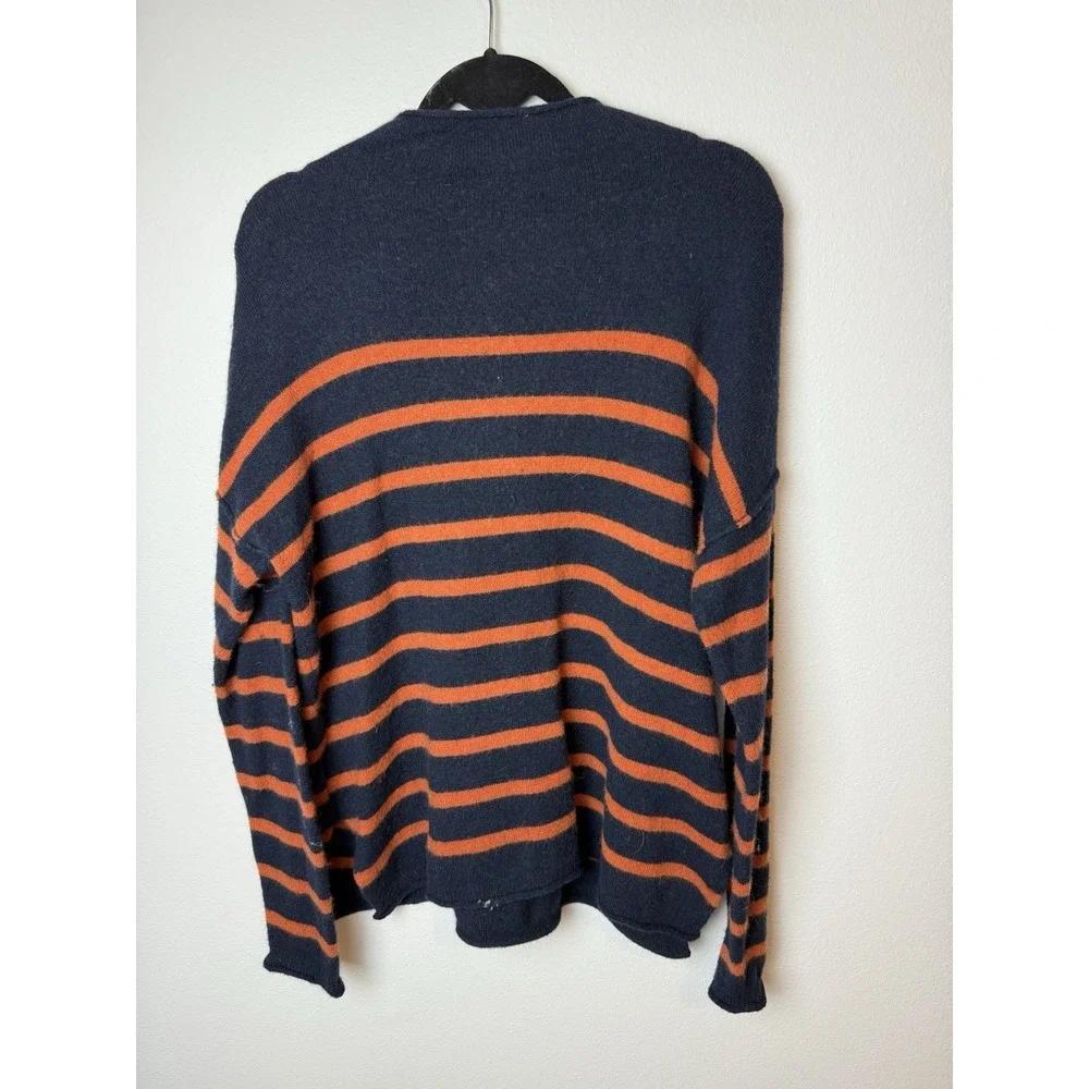 MADEWELL Navy Blue Orange Striped Merino Wool Alpaca Blend Mock Neck‎ Sweater M